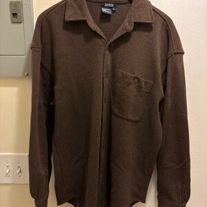 Vintage men’s AMERICA Brown Button-Up Shirt sweater size Large